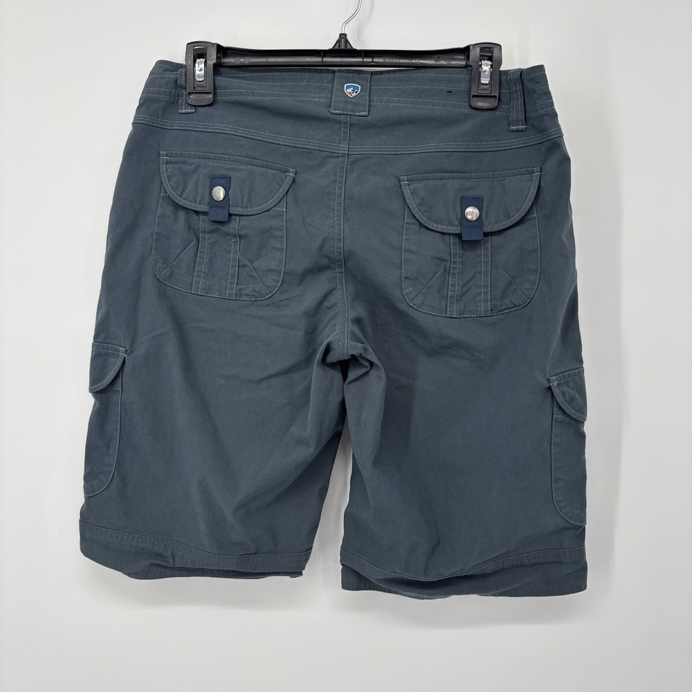Kuhl Blue Cargo Shorts Women 8 Mid Rise Hiking Utility 10.5" Inseam Pockets - Picture 2 of 10